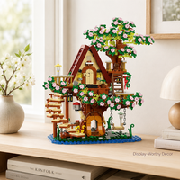 Ensemble de blocs de construction 3 en 1, thème Maison dans les Arbres et Chalet Fantaisie, style Cabane de Sorcier, pour jouets de collection et d'exposition