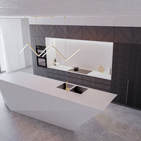 Gabinete de Cocina Geométrico SANTOPOVA con Almacenamiento Integrado en la Pared y Paneles de Grano Vertical