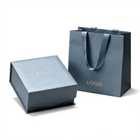 Vente flash - Boîte cadeau de luxe avec fermeture magnétique bleue personnalisée avec logo, emballage avec sac en papier