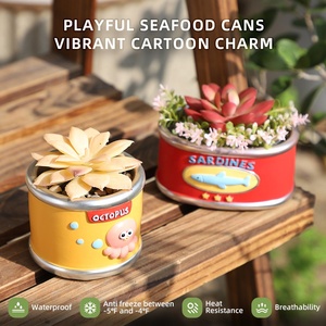 Maceta Cuadrada de Resina con Diseño de Animal Marino Adorable de ROOGO, Mini Maceta de Estilo Retro con Orificio de Drenaje, Decoración Costera para el <span class=keywords><strong>Hogar</strong></span> - Product Image 4