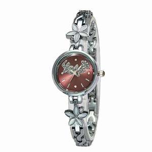 Reloj plateado a la moda para mujer, esfera rosa, flor de cristal, pulsera de acero inoxidable, reloj de pulsera de cuarzo - Product Image 6