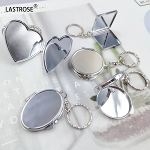 Hot Bán Nhãn Hiệu Riêng Mini Xách Tay Sang Trọng Kim Loại Gấp Mỹ Phẩm Sliver Gương Bán Buôn Trái Tim Móc Chìa Khóa Túi Trang Điểm Gương - Product Image 6