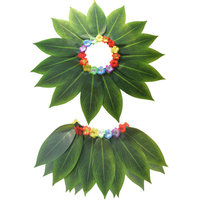 Robe et chapeaux de simulation de danse hawaïenne Hula pour enfants filles, costume d'Halloween, fête de plage, polyester