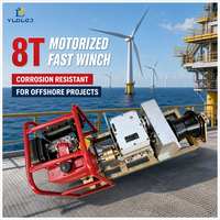 Winch Diesel 8T dengan Kapstan, Penggulung Kabel Cepat, Drum Hourglass Berwarna Merah, Gearbox, Tuas, Pegangan, Basis Tabung Persegi, Konstruksi Maksimal