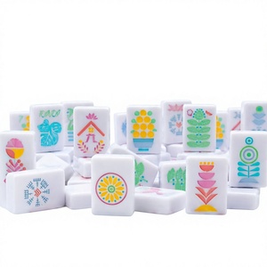 Ensemble de Mahjong Pliable de Luxe Américain, Art Populaire Scandinave, Tuiles Acryliques Colorées, Design Nordique, Divertissement - Product Image 3