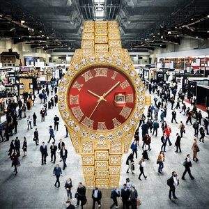 Reloj de Cuarzo en Aleación Tono Oro Rosa con Incrustaciones de Diamantes, Números Romanos, Correa de 20mm, Cierre Oculto, Visualización de Fecha, Joyería de Moda Hangzhou - Product Image 2