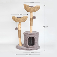 Arbre à chat moderne et écologique pour chats d'intérieur, tour en bois de 46,5 pouces de hauteur avec poteau à gratter, condo de luxe pour chat en carton