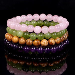 TeoWaki Gelang Elastis Manik-manik Batu Alam Bulat Halus Pilihan Warna Beragam Perhiasan Fashion Harian Hadiah Ulang Tahun Liburan 19cm - Product Image 6