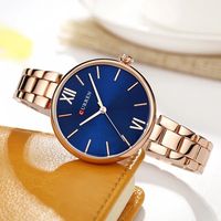 Reloj de Pulsera de Acero Inoxidable de Lujo Curren 9017 para Mujer, Reloj de Cuarzo Resistente al Agua, Color Oro Rosa, Logotipo Personalizado, Reloj de Vestir para Mujer