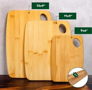 Un ensemble <span class=keywords><strong>de</strong></span> trois planches à découper en bambou, grandes, moyennes et petites, séparation des aliments crus et cuits - Product Image 1