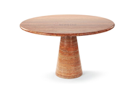 Table de salle à manger en marbre moderne de style italien, ronde, qualité haut de gamme, ensemble de table à manger à prix d'usine, marbre de luxe en travertin beige