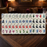Juego de Fichas de Mahjong Americanas de Acrílico Pintadas a Mano y Grabadas con Diseño de Lujo: Zorro, Oso, Hongo, Flora y Fauna, 160 Piezas, Ecológico, Envío Inmediato