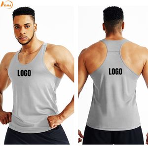 Aoyema Débardeur de sport pour homme, couleur unie, logo brodé, vêtements de sport, débardeur de sport pour homme, débardeur de sport, débardeur - Product Image 1
