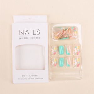 Uñas portátiles transfronterizas, venta al por mayor, coloridas flores pequeñas, puntas de manicura francesa, acabado europeo y americano, dulce fresco, caliente - Product Image 3