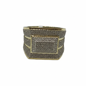 Unique Design Brilliant Cut Diamond Iced Glimmering High Quality Hip Hop Style Pave Setting Mens Diamond <b>Ring</b> 10K Yellow Gold - Product Image 2