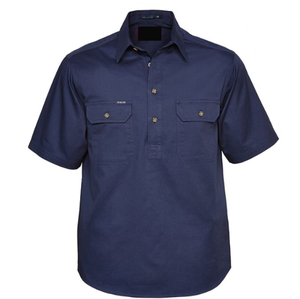 Camicie da lavoro da <span class=keywords><strong>uomo</strong></span> <span class=keywords><strong>mezza</strong></span> bottone maniche corte <span class=keywords><strong>a</strong></span> doppia tasca camicie di cotone in saia <span class=keywords><strong>camicia</strong></span> uniforme di sicurezza - Product Image 2