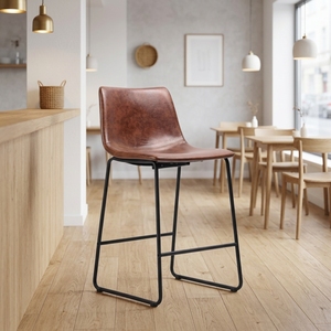 <span class=keywords><strong>Tabouret</strong></span> de <span class=keywords><strong>bar</strong></span> rembourré au design <span class=keywords><strong>scandinave</strong></span> moderne avec revêtement en cuir PU et structure en métal pour <span class=keywords><strong>bar</strong></span> à domicile et meubles de cuisine - Product Image 2