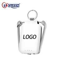 Chargeur portable mini slim personnalisé avec logo, porte-clés, batterie Li-polymère 2000 mAh, éclairage LED, sortie Type-C 10W