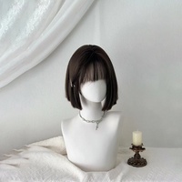Perruques synthétiques mates de 12,6 pouces, style Lolita japonais, coupe bob courte pour femme, avec frange aérienne, effet mouillé, couvrant entièrement la tête