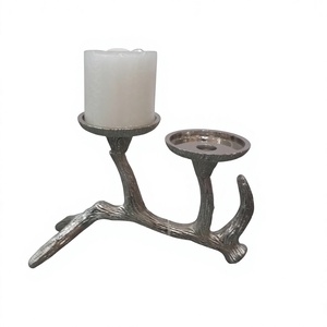 Indian Hand-Crafted Aluminium Metal Irregular Shape Metal Candlestick Holder for Home Festival Garden Decoration - Product Image 1
