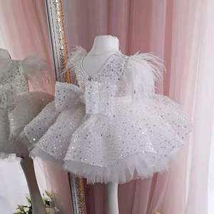 Robe de princesse blanche automne 2024 haut de gamme Sequin Bow <span class=keywords><strong>Pompadour</strong></span> robe fête d'anniversaire pour enfants soirée - Product Image 1