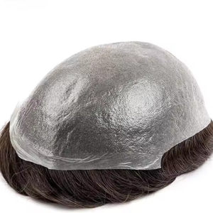 0.02-0.03mm Mens Full Pu V Loop Natural Wave Human Hair Wigs Male Toupee Piece Hair System Hair for Best Price Good Quality#1B - Product Image 1