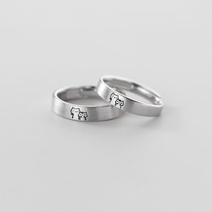 Bagues de bijoux de mariage personnalisées pour la Saint-Valentin Bagues en alliage avec chat animal Anneaux de couple à ouverture réglable Vente en gros - Product Image 6