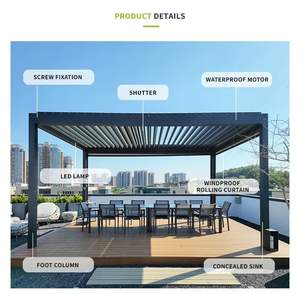 Pérgola Bioclimática Moderna de Aluminio con Techo de Láminas Ajustables, Recubrimiento en Polvo, Sistema de Gazebo Impermeable para Balcón o Terraza - Product Image 6