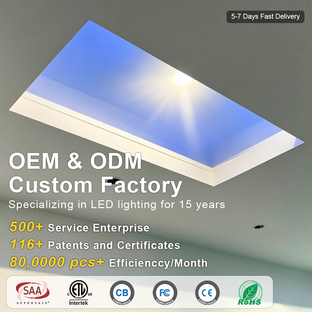 Smart Artificial Virtual Skylight Blue Sky Remote Control Recessed Indoor LED Ceiling Panel Light Best Glass for Skylight
