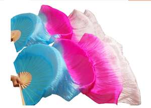 Éventails longs et pliants en soie multicolores avec voile de teinture artificielle fine pour la <span class=keywords><strong>danse</strong></span> <span class=keywords><strong>orientale</strong></span> du ventre <span class=keywords><strong>Accessoires</strong></span> de performance - Product Image 6