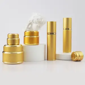 Luxury Beauty Cosmetic Jars 50g 30g Double Wall Jar Set With Lid With Gold Cap Cosmetics Cream Container