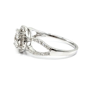Vente en gros d'anneaux en or blanc massif 18 carats de haute qualité, design classique élégant, anneaux ronds à grappe détaillée, diamants véritables pour femmes, mariage - Product Image 2