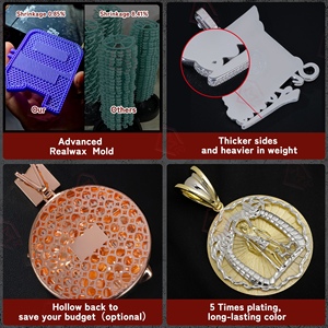 Hiphop <span class=keywords><strong>Moissanite</strong></span> Pingente Com Corrente 925 Sterling Silver Iced Out Grande Charme Redondo Bling Personalizado <span class=keywords><strong>Moissanite</strong></span> Pingente - Product Image 3