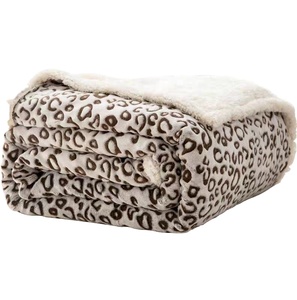 Couverture Sherpa personnalisée en Polyester 100%, flanelle, imprimé léopard, 100% Polyester, sans logo, pour l'hiver - Product Image 1
