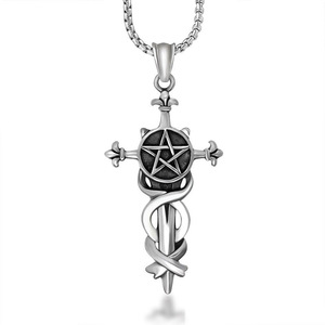 Five Pointed Star Sword Pendant For Men Stainless Steel <b>Cross</b> Necklace SP509 Gift Jewelry - Product Image 5