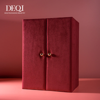 Organisateur de bijoux vintage rouge DEQI, présentoir de luxe pour bijoux avec tiroir pour bracelets en or, colliers, boucles d'oreilles, bagues