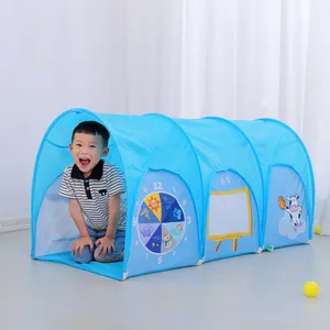 Indoor Outdoor Chirsmas Hot Sale Pop Up Playhouse Colorful Fabric Tunnel Children Long Folding Play Tunnel For Kids