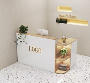 Mostrador de Recepción en Forma de L, Mostrador Curvo para Tiendas de Ropa Pequeñas, Mostrador Moderno para Salones de Belleza y Tiendas de Té con Leche - Product Image 1