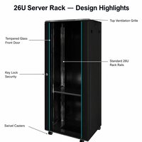 Armoire de serveur réseau 26U, coffret rack 19 pouces en acier laminé à froid, armoire de données murale intérieure, fabrication OEM en tôle