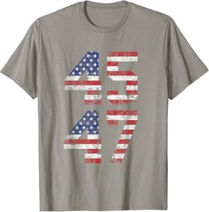 T-shirt classique style drapeau américain vintage 45-47 col rond campagne électorale américaine pour adultes - Product Image 3