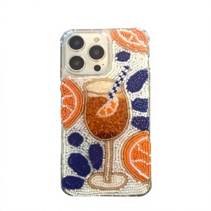 เคสโทรศัพท์ทำมือประดับลูกปัดแก้วลายเทวดา ดีไซน์ค็อกเทล รูปทรงสี่เหลี่ยมผืนผ้า ตกแต่งด้วยงานปักครอสติชและงานเย็บปักถักร้อย - Product Image 1