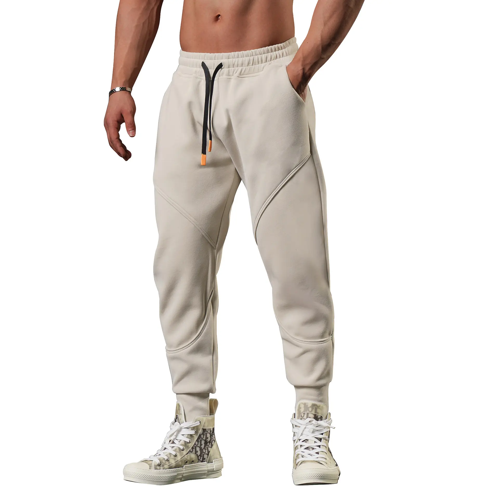 Calça de moletom masculina esportiva, solta, de algodão, estampada personalizada, calças cargo, para corrida, para homens