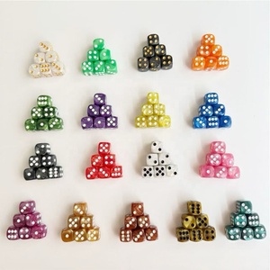 HIMORE Vente directe usine <span class=keywords><strong>Dés</strong></span> de casino en acrylique 16mm D6, points multicolores et design <span class=keywords><strong>à</strong></span> points pour jeux de société, lot de 10 - Product Image 2