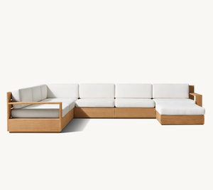 Sassanid extérieur italien modernisme Patio jardin ensembles hôtel de luxe mobilier d'extérieur Marbella teck modulaire u-chaise sectionnelle - Product Image 1
