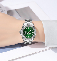 Nouveau style élégant et classique avec des accents en alliage rose jade et verre orné de diamants, affichage de la date, logo personnalisable