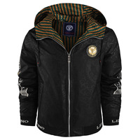 Blouson Bomber Homme Slim Fit à Capuche Taille Européenne Brodé Fermeture Éclair Respirant en Nylon pour l'Automne ENGLAND