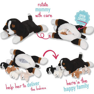 赤ちゃんのための柔らかい枕ポータブル教育カスタムぬいぐるみママ犬と彼女のおなかのふり遊びおもちゃで4匹の赤ちゃんの子犬 - Product Image 5
