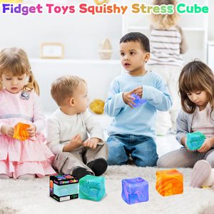 Hot Selling TPR Flow-Veined Square Candy Maltose Unique Ice Cube Decompression Sensory <b>Squeeze</b> Squishy Toy for Kids - Product Image 6