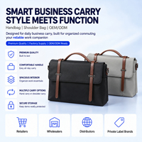 Sac Messager Professionnel de Haute Qualité avec Finition en Cuir, Porte-Documents pour Ordinateur Portable Noir Gris, Sac de Travail de Bureau à Poignée Supérieure et Rabat pour Hommes