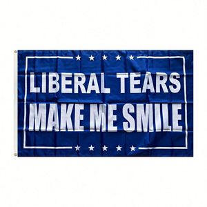 ธงลาย Liberal Tears Make Me Smile แบบสองด้านสำหรับตกแต่งสนามหญ้าในบ้านและนอกบ้าน รุ่นใหม่ล่าสุด - Product Image 2